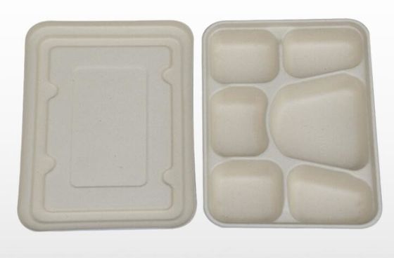 FDA 6 Tarwe Straw Disposable Lunch Box van het Compartimenten de Chemisch afbreekbare Vaatwerk