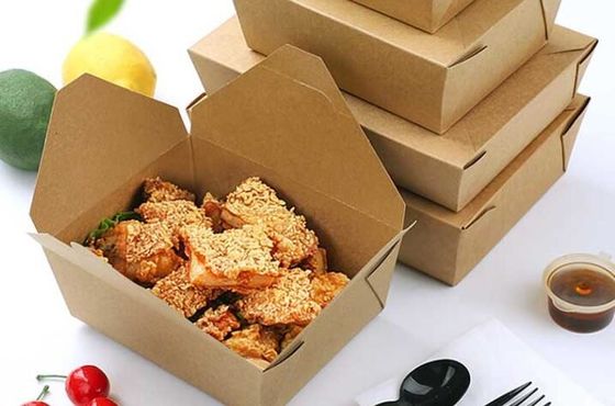 Geel Snel Voedsel en Meeneemvoedsel Verpakkingskraftpapier Document Lunchvakje