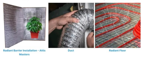Eenvoudig of dubbel reflecterend geweven weefsel Aluminiumfolie ondersteund Geweven weefsel Warmte-isolatie