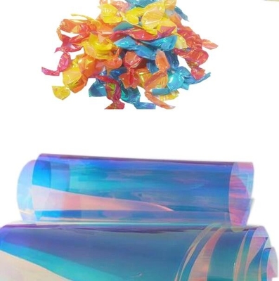 Printing Transparent Candy Wrapping PVC Twist Film With Rainbow Iridescent Colors Voor snoepverpakkingswrapper