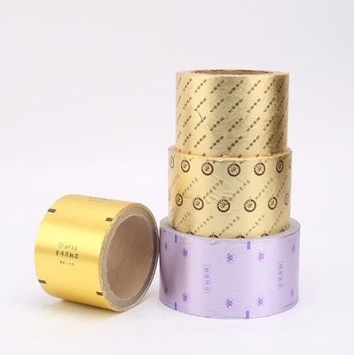 Gepersonaliseerde gouden en gekleurde gedrukte aluminiumfolie voor snoeppakketten of chocoladepakketten in vel/rol