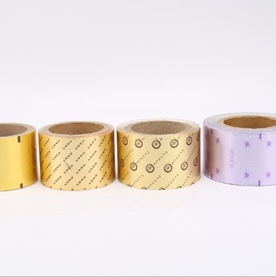 Gepersonaliseerde gouden en gekleurde gedrukte aluminiumfolie voor snoeppakketten of chocoladepakketten in vel/rol
