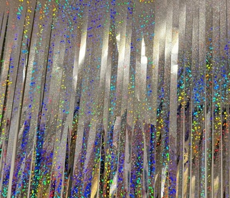Decoratief laser zilver regen zijde deur gordijn 1x2m bruiloft verjaardagsfeest met dubbelzijdige tape