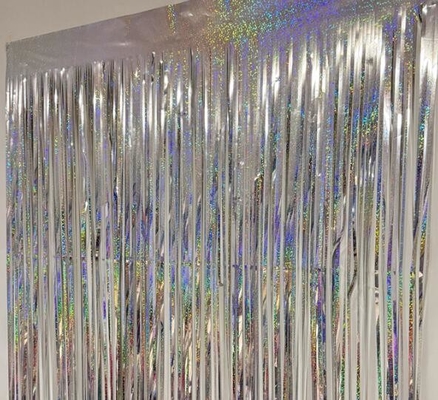 Decoratief laser zilver regen zijde deur gordijn 1x2m bruiloft verjaardagsfeest met dubbelzijdige tape
