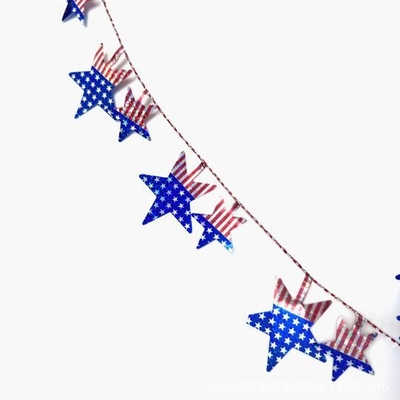 Grote vijfpuntige ster Amerikaanse vlag decoratie krans kerstboom ornament, Draadkrans Vakantie stok