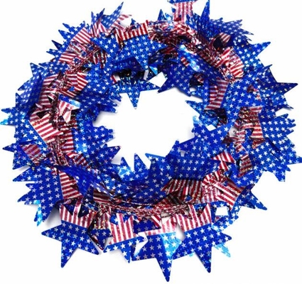 Grote vijfpuntige ster Amerikaanse vlag decoratie krans kerstboom ornament, Draadkrans Vakantie stok