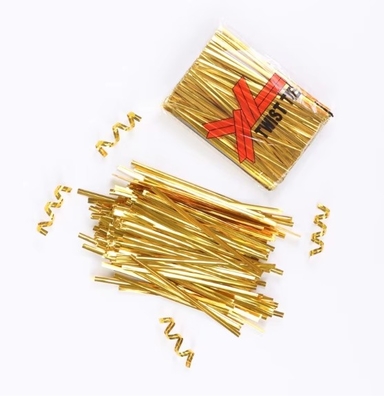 8 cm metalen spoel Golden Twist Tie voor brood en cadeau Twist Ties voor bakkerij verpakking