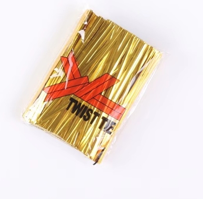 8 cm metalen spoel Golden Twist Tie voor brood en cadeau Twist Ties voor bakkerij verpakking